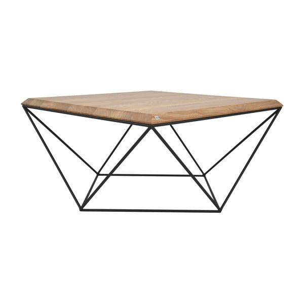 Čierny konferenčný stolík s doskou z dubového dreva Take Me HOME Tulip, 80 × 80 cm