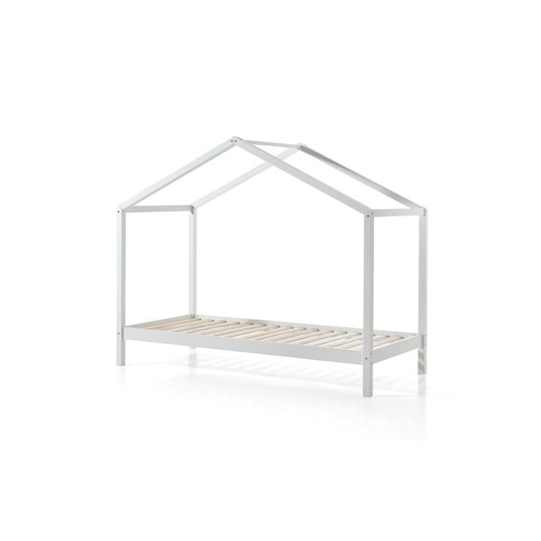 Biela domčeková detská posteľ z borovicového dreva 90x200 cm DALLAS – Vipack