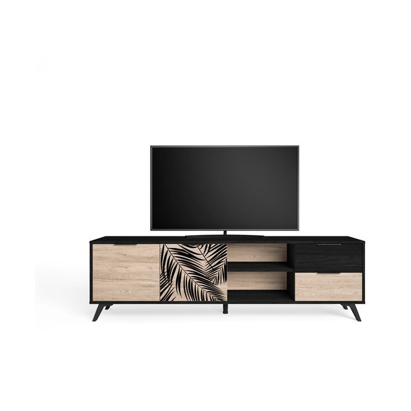 Čierny TV stolík v dekore duba 181x53 cm Palmera - Marckeric-image-4