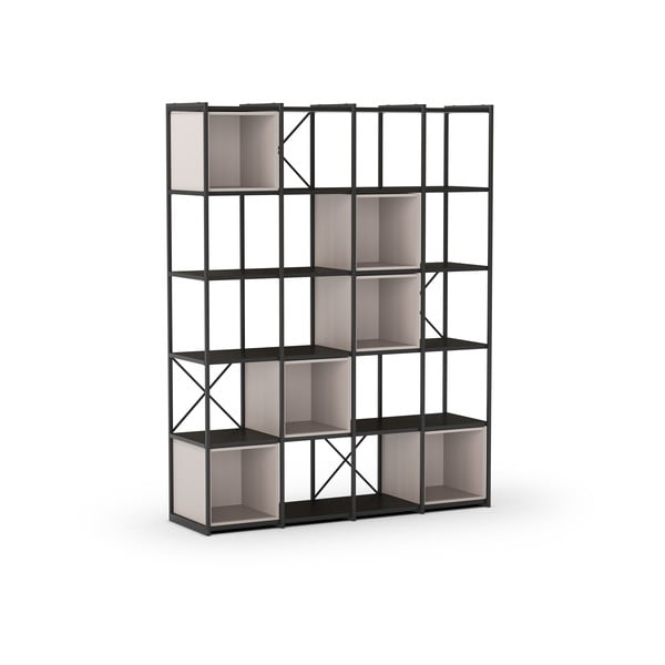 Čierno-krémová knižnica 140x179 cm Anya – Marckeric-image-3