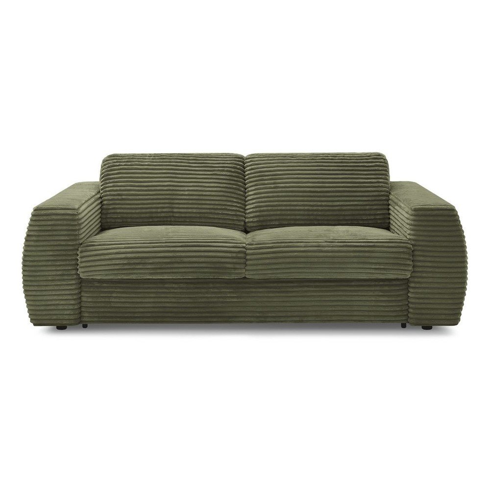 Zelená menčestrová pohovka na každodenné spanie/rozkladacia 220 cm Hugo – Bobochic Paris