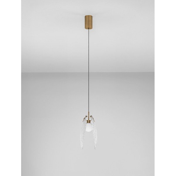 Oceľové LED závesné svietidlo v mosadznej farbe so skleneným tienidlom Shelina – Nova Luce-image-4