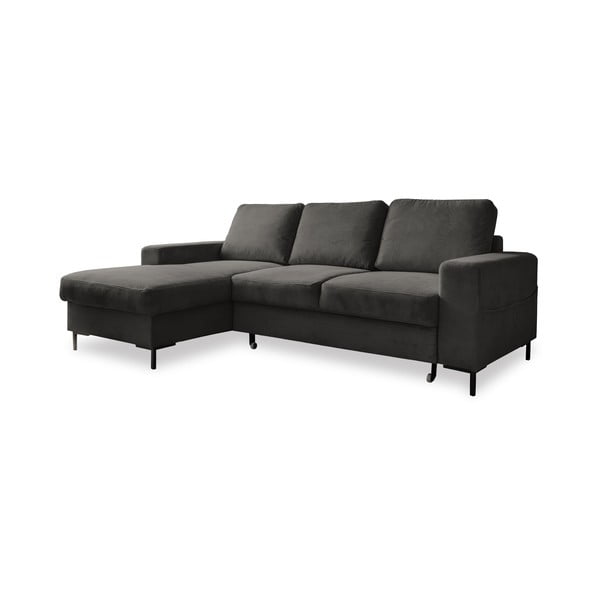 Tmavosivá menčestrová rozkladacia rohová pohovka (ľavý roh) Lofty Lilly – Miuform