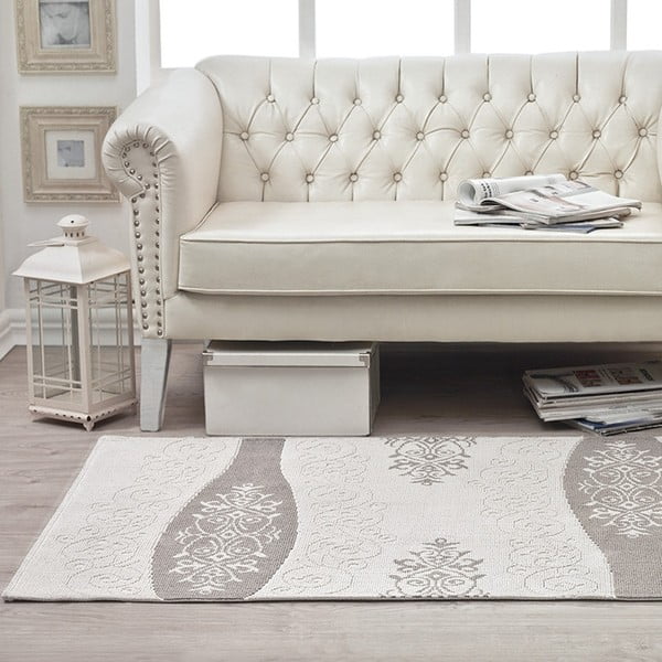 Bavlnený koberec Cream Floral, 120x180 cm