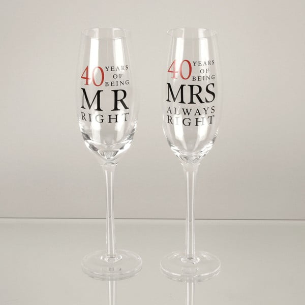 Sada 2 pohárov na šampanské k 40. výročiu Amore Mrs. Always Right, 180 ml