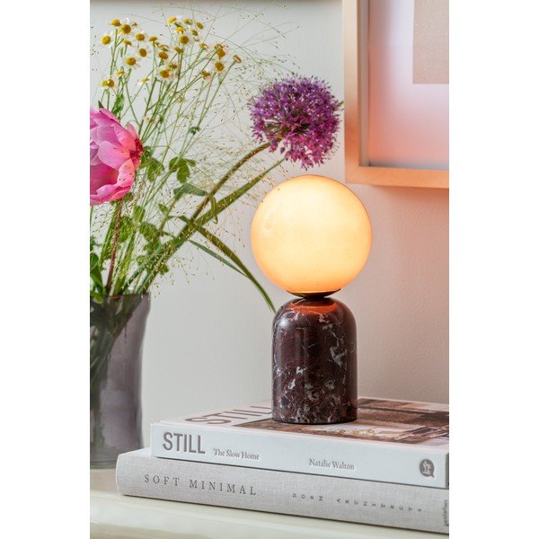 Vínovočervená mramorová stolová lampa (výška  20 cm) Lazio Sphere – Leitmotiv-image-1