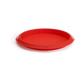 Červená silikónová forma s dierkami na quiche Lékué, ⌀ 28 cm