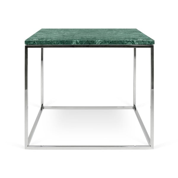 Zelený mramorový konferenčný stolík s chrómovými nohami TemaHome Gleam, 50 cm