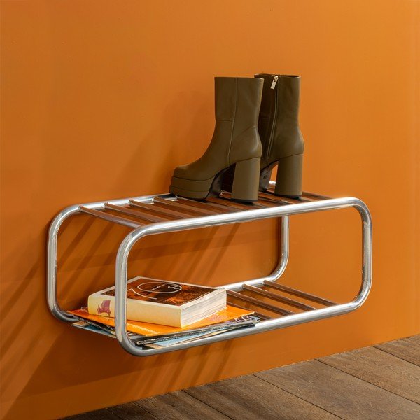 Kovová závesná skrinka na topánky v striebornej farbe 72x28x35 cm Retro – Spinder Design-image-4