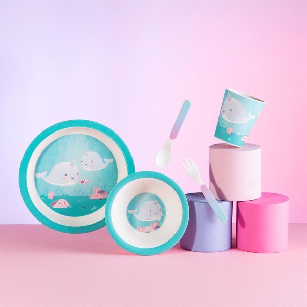 5-dielna sada detského riadu a príborov Sass & Belle Alma Narwhal-image-1