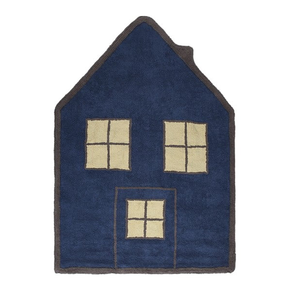 Modrý bavlnený ručne vyrobený koberec Lorena Canals Little House, 120 x 160 cm