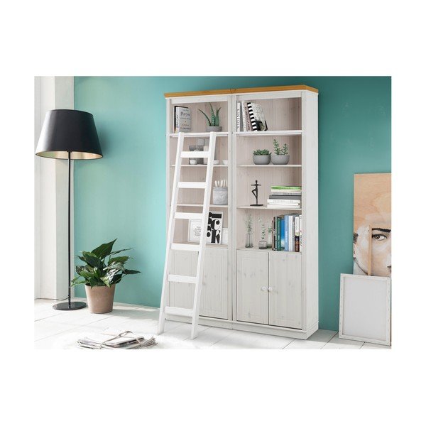 Biela knižnica z borovicového dreva 148x223 cm Anita – Støraa-image-1