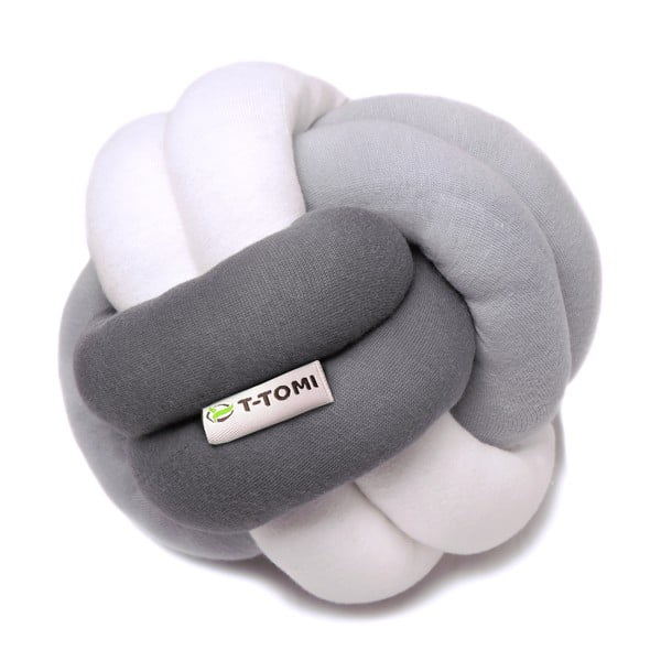 Sivo-biela bavlnená pletená lopta T-TOMI, ø 20 cm