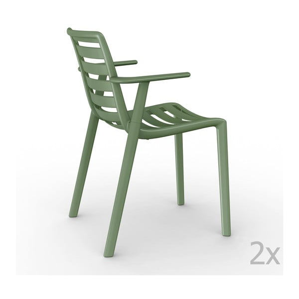 Sada 2 zelených záhradných stoličiek s opierkami Resol Slatkat