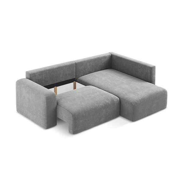 Sivá ženilková rozkladacia/s úložným priestorom rohová pohovka (pravý roh/do L) Kona – Makamii-image-4