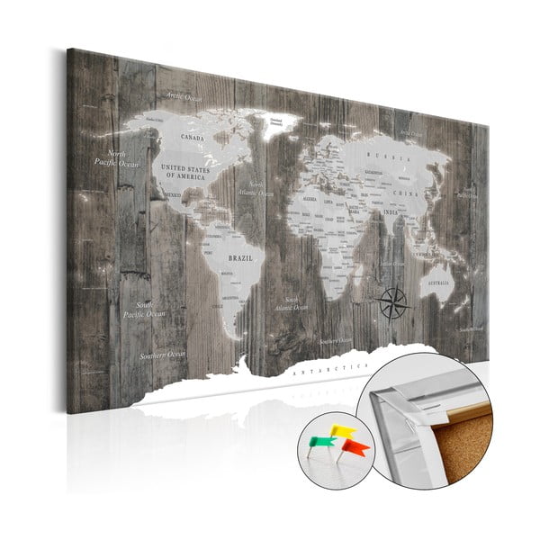 Nástenka s mapou sveta Artgeist World of Wood 60 × 40 cm