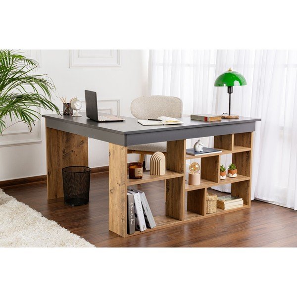 Pracovný stôl v dekore borovice 120x130 cm Vesper – Kalune Design-image-2