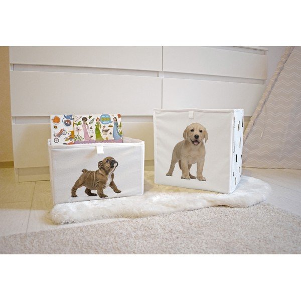 Biely látkový detský organizér na hračky 32x32x32 cm The Cutest Ones – Butter Kings-image-1