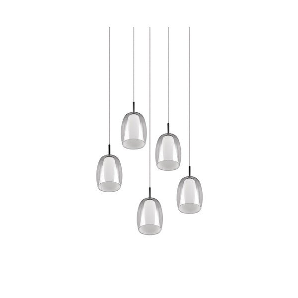 Závesné svietidlo so skleneným tienidlom ø 48 cm v striebornej farbe Barret – Trio Select-image-3