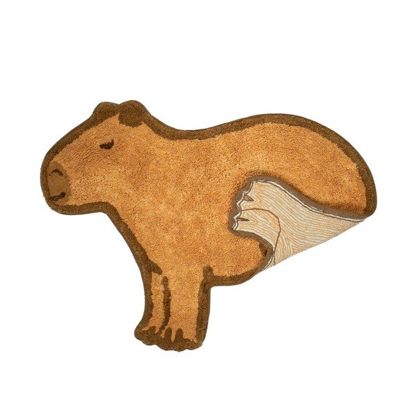 Hnedý bavlnený detský koberec 52x68 cm Capybara – Sass & Belle-image-1