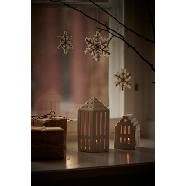 Biely keramický lampáš Kähler Design Long Church, výška 10 cm-image-1