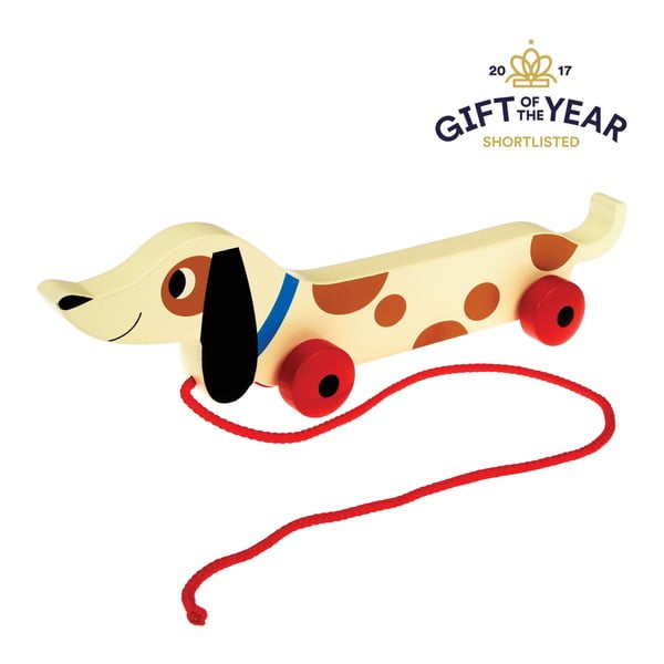 Drevený ťahací jazvečík Rex London Charlie The Sausage Dog, dĺžka 31,5 cm-image-2