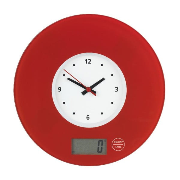 Červená kuchynská váha s hodinami Wenko Clock-image-2