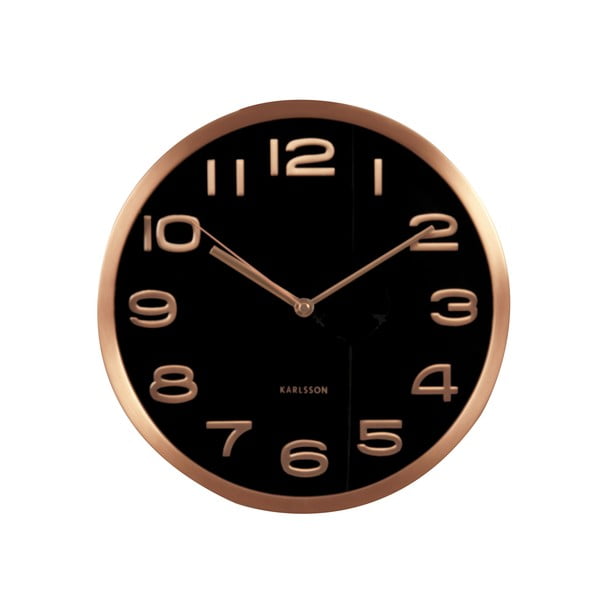 Čierne hodiny Present Time Maxie Copper
