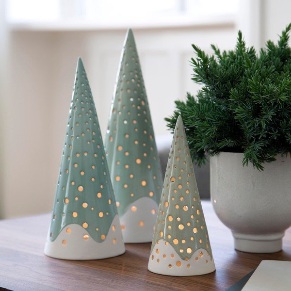 Tyrkysovomodrý vianočný svietnik z kostného porcelánu Kähler Design Nobili, výška 25,5 cm-image-2