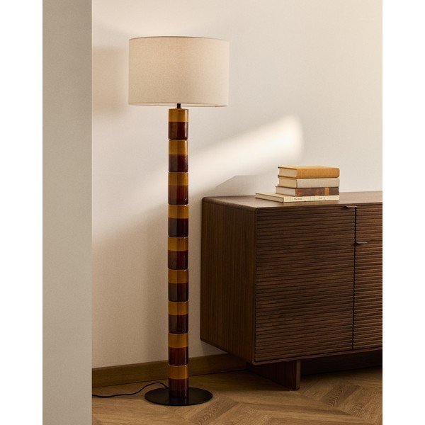 Stojacia lampa s textilným tienidlom (výška  146 cm) Mavran – Kave Home-image-1