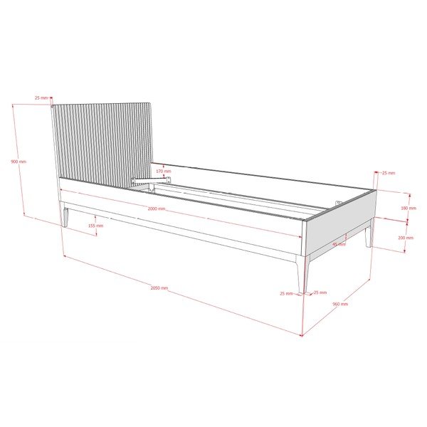 Jednolôžková posteľ z drevotriesky v dekore orecha bez roštu 90x200 cm v tmavo prírodnej farbe Ilyas – Vipack-image-2