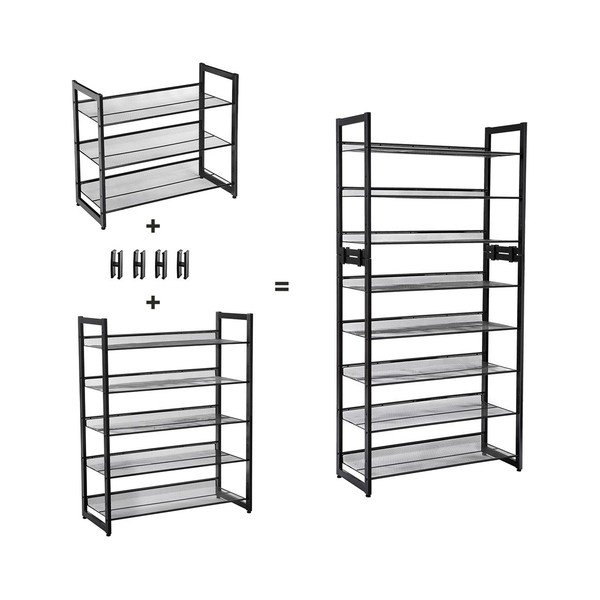 Čierny kovový regál na 15 párov topánok Songmics-image-4