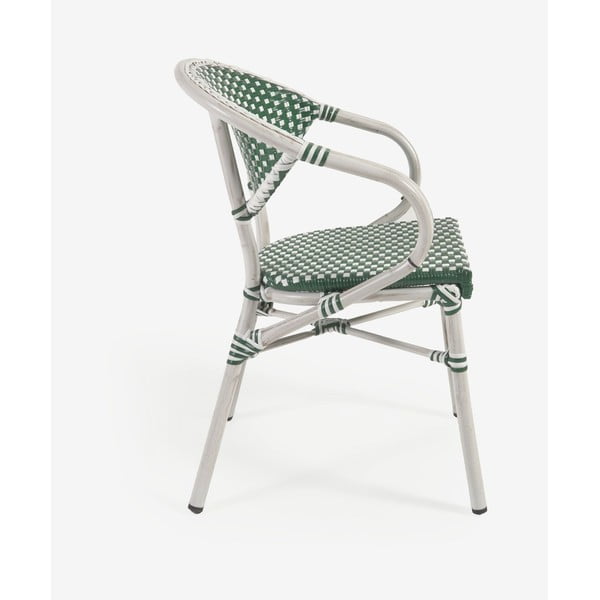 Zeleno-biela vonkajšia stolička Kave Home Marilyn-image-3