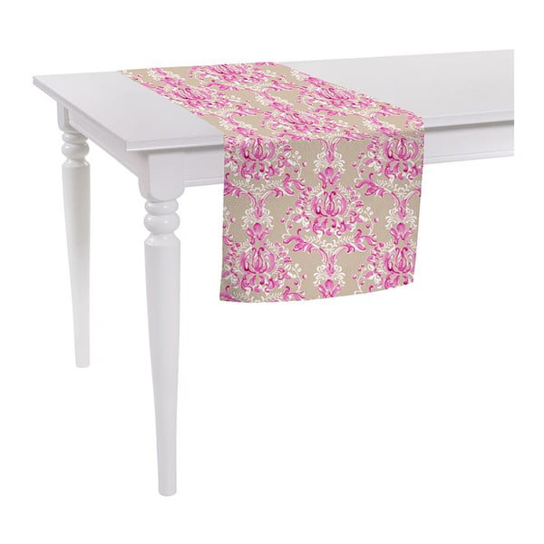 Béžovo-ružový behúň na stôl Mike & Co. NEW YORK Butterflies, 140 x 40 cm