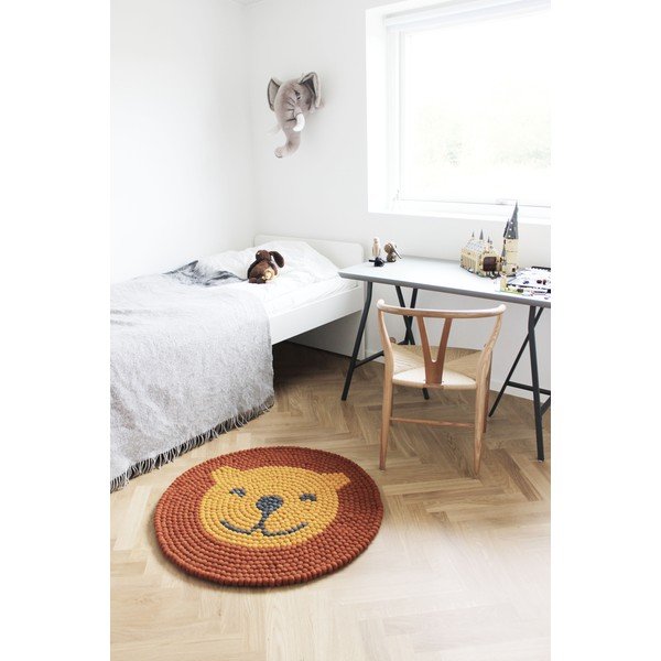 Detský guľôčkový vlnený koberec Wooldot Ball rugs Lion, ⌀ 90 cm-image-4