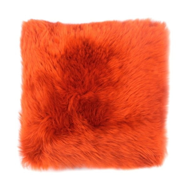 Oranžový vlnený vankúš z ovčej kožušiny Auskin Helsin, 35 × 35 cm
