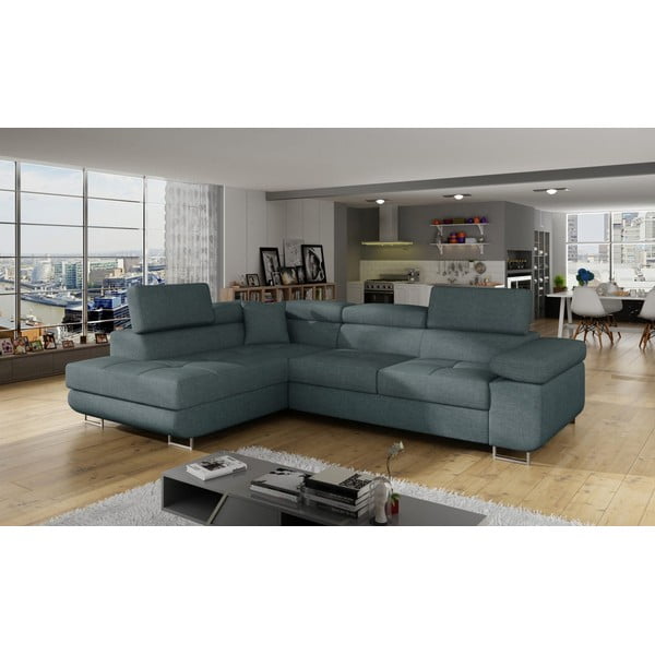 Modrá rozkladacia/s úložným priestorom rohová pohovka (ľavý roh/do L) Anton – ELTAP-image-3