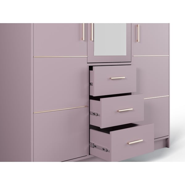 Ružová šatníková skriňa so zrkadlom 147x200 cm Burren - Cosmopolitan Design-image-1