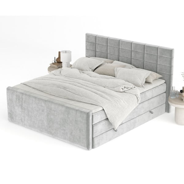 Svetlosivá boxspring posteľ s úložným priestorom 160x200 cm Ava – Maison de Rêve-image-4