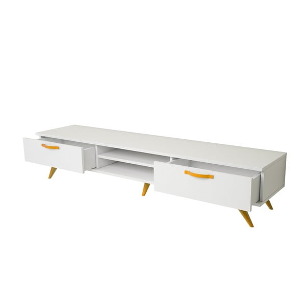 Biely TV stolík so žltými nohami Magenta Home Coulour Series, šírka 180 cm