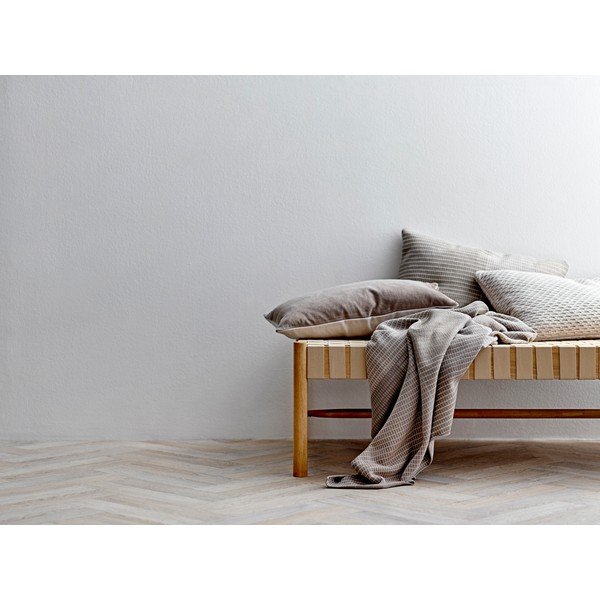 Béžový vankúš zo zmesi bavlny a vlny Södahl Wave Knit, 40 x 60 cm-image-1