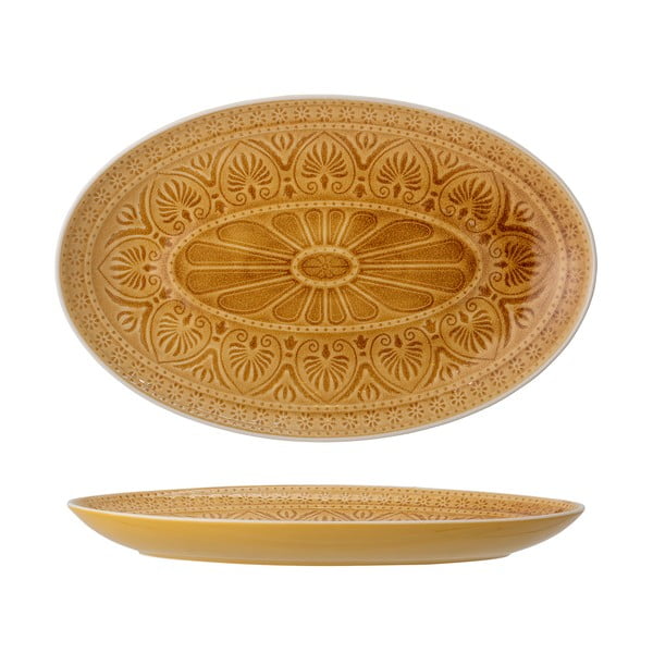 Oranžovožltý servírovací tanier z kameniny Bloomingville Rani, 39 x 25 cm-image-3