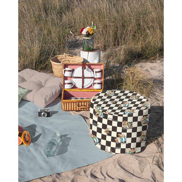 Bielo-čierny taburet Asterix Checkerboard - Really Nice Things-image-1