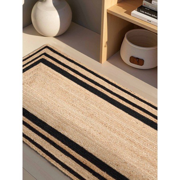 Čierny/v prírodnej farbe ručne tkaný jutový behúň 70x200 cm Jutta – Hanse Home-image-2