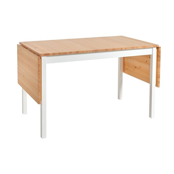 Borovicový rozkladací jedálenský stôl s bielou konštrukciou Bonami Essentials Brisbane, 120 (200) x 70 cm
