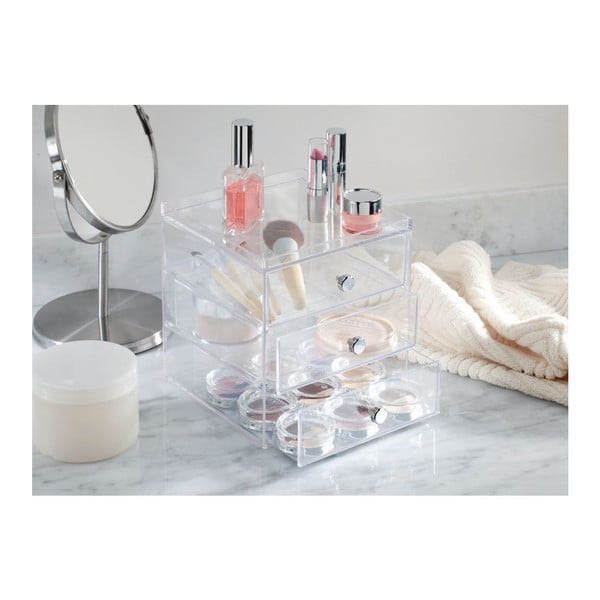 Transparentný organizér 3 zásuvkami iDesign Drawers, výška 18 cm-image-1