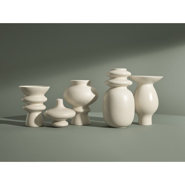 Krémovobiela keramická váza Kähler Design Kontur, výška 25 cm-image-2