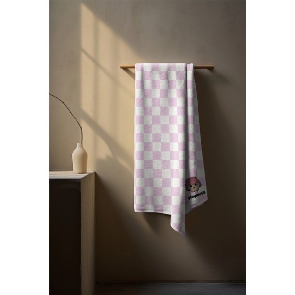 Ružová bavlnená detská osuška 75x140 cm Checkerboard – Playmobil-image-1