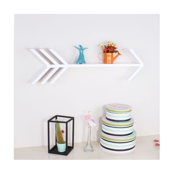 Biela drevená nástenná polička North Carolina Scandinavian Home Decors Fleche L