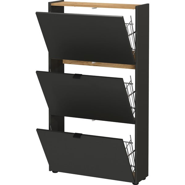 Antracitová výklopná skrinka na topánky 71x127x22 cm Ameca – Germania-image-2